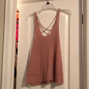 Pink criss-cross tank top